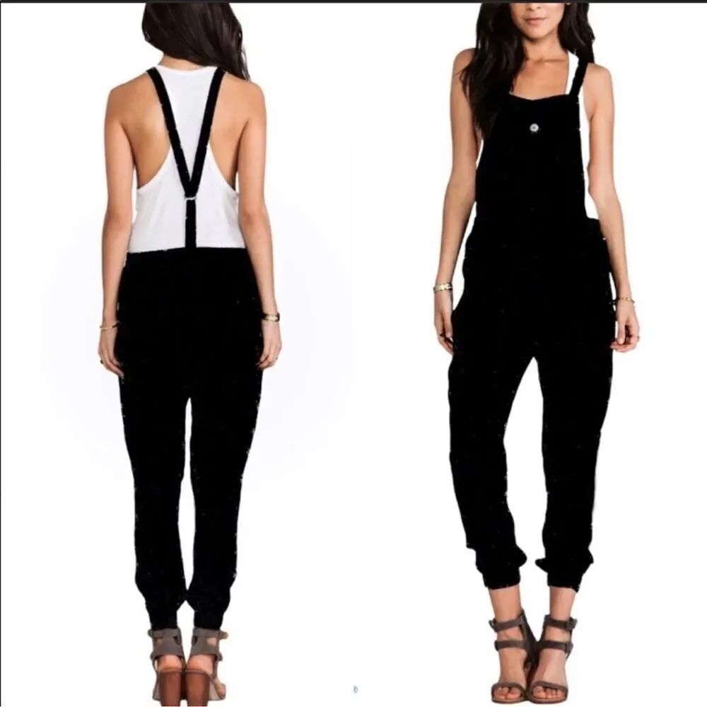 FLYNN SKYE x revolve Jumpsuit black snake print jogger y back Overalls size 1 sm